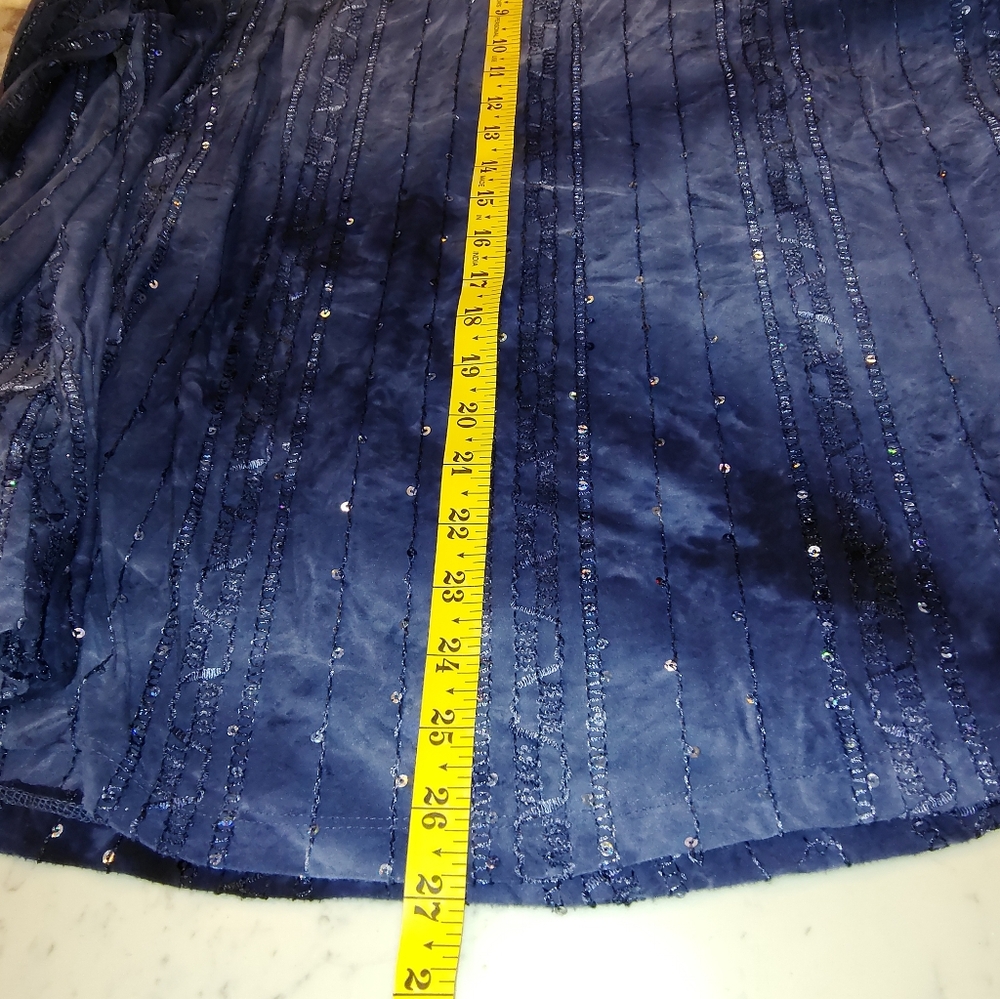 JM Collection Dark Blue Textured Top - Picture 7 of 8